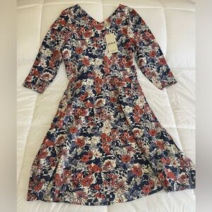 Pact Floral Dress - Red, Blue, Cream